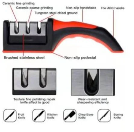 Amolador de Facas Profissional - Aço inoxidável com 3 Afiadores