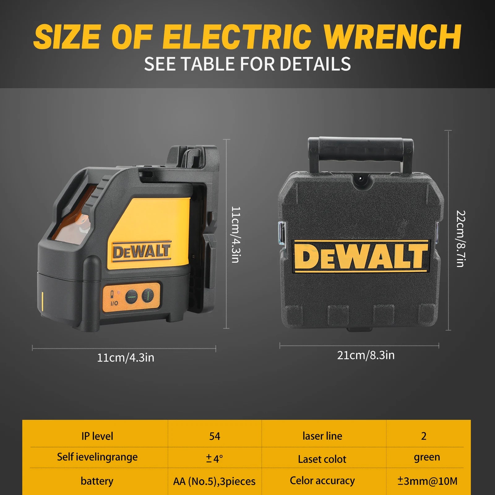 Nível a Laser DeWALT de 2 Linhas Luz Verde Horizontal e Vertical com Nivelamento Automático