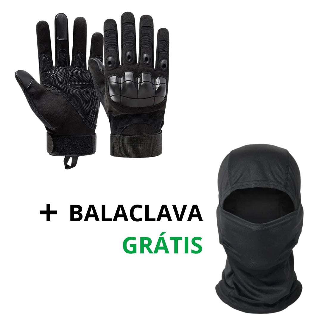 SkinRider - Luvas de Motoqueiro Adaptada para Toque de Telas + Balaclava de Brinde