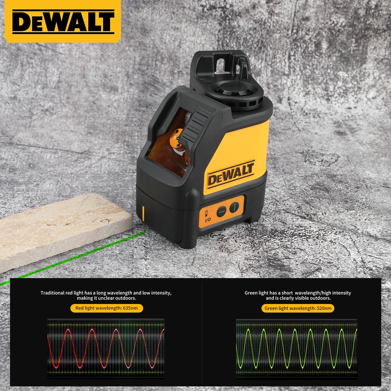 Nível a Laser DeWALT de 2 Linhas Luz Verde Horizontal e Vertical com Nivelamento Automático