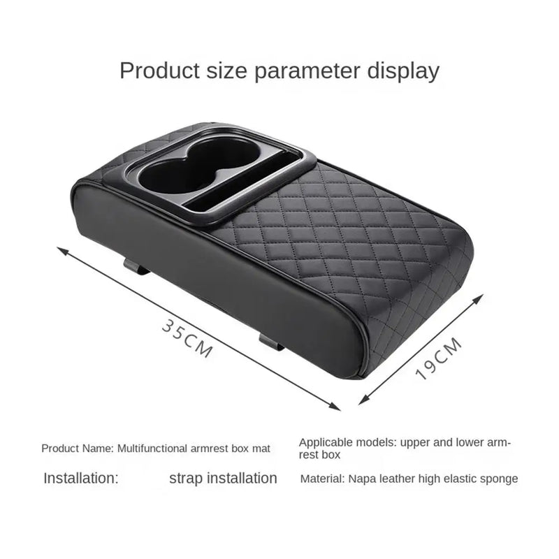 Apoio de Braço para Carro com 2 Porta Copos e Porta Celular