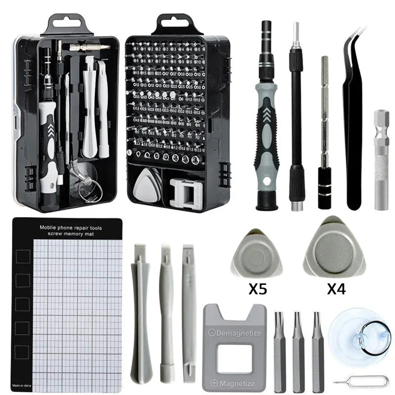 Kit de Ferramentas com 115 Peças - Chave de Fenda Profissional - Chave para Relógios - Celular e Computador