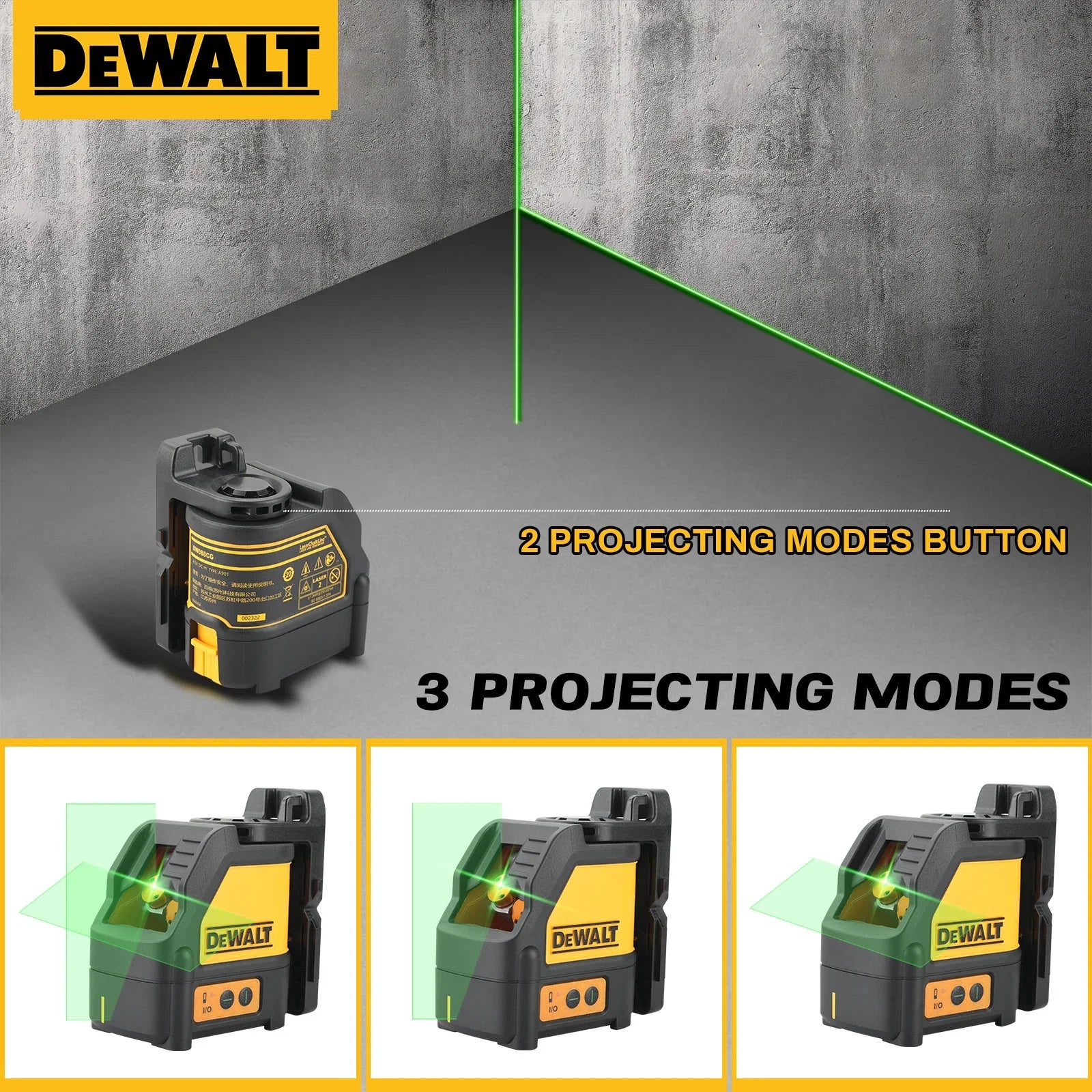 Nível a Laser DeWALT de 2 Linhas Luz Verde Horizontal e Vertical com Nivelamento Automático