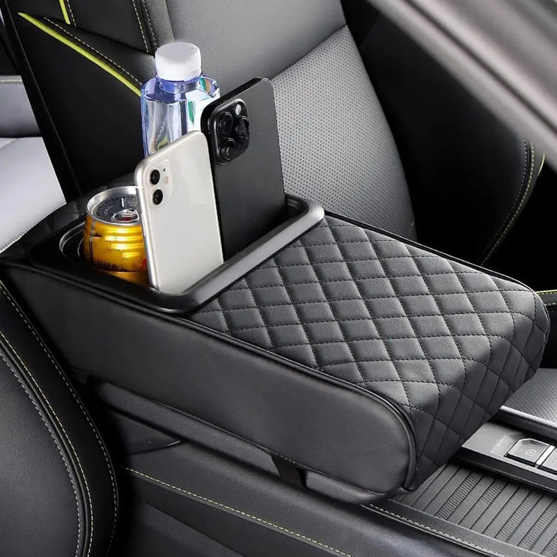 Apoio de Braço para Carro com 2 Porta Copos e Porta Celular